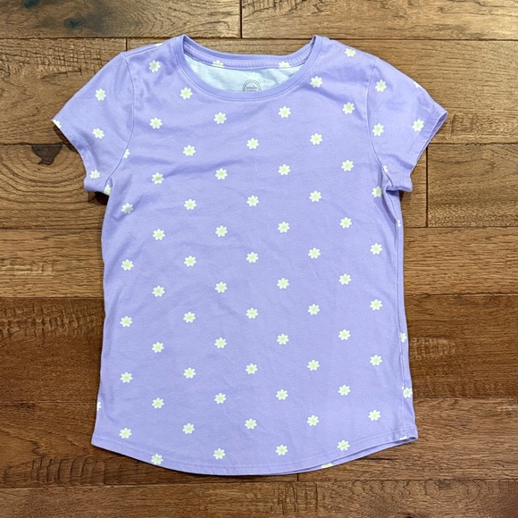 Wonder Nation Girls Short-Sleeve Shirt - Purple and Flowers - Size L (10-12) - Picture 1 of 16
